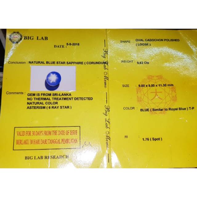 Natural star royal blue safir