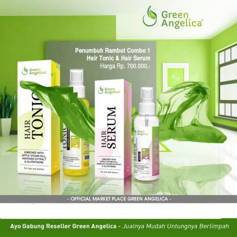 Paket Penyubur Rambut Green Angelica COMBO 1 (Hairtonic + Hair Serum) Perawatan Rambut Rontok