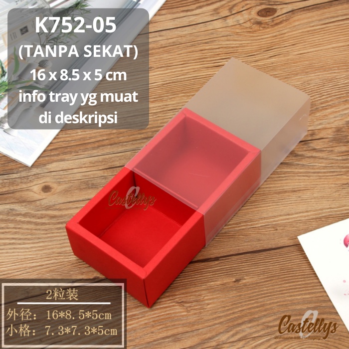 

5 PCS K752-05 Kotak Box Hampers Kue Merah Polos Kue Mooncake Nastar Cookies Pudding dll