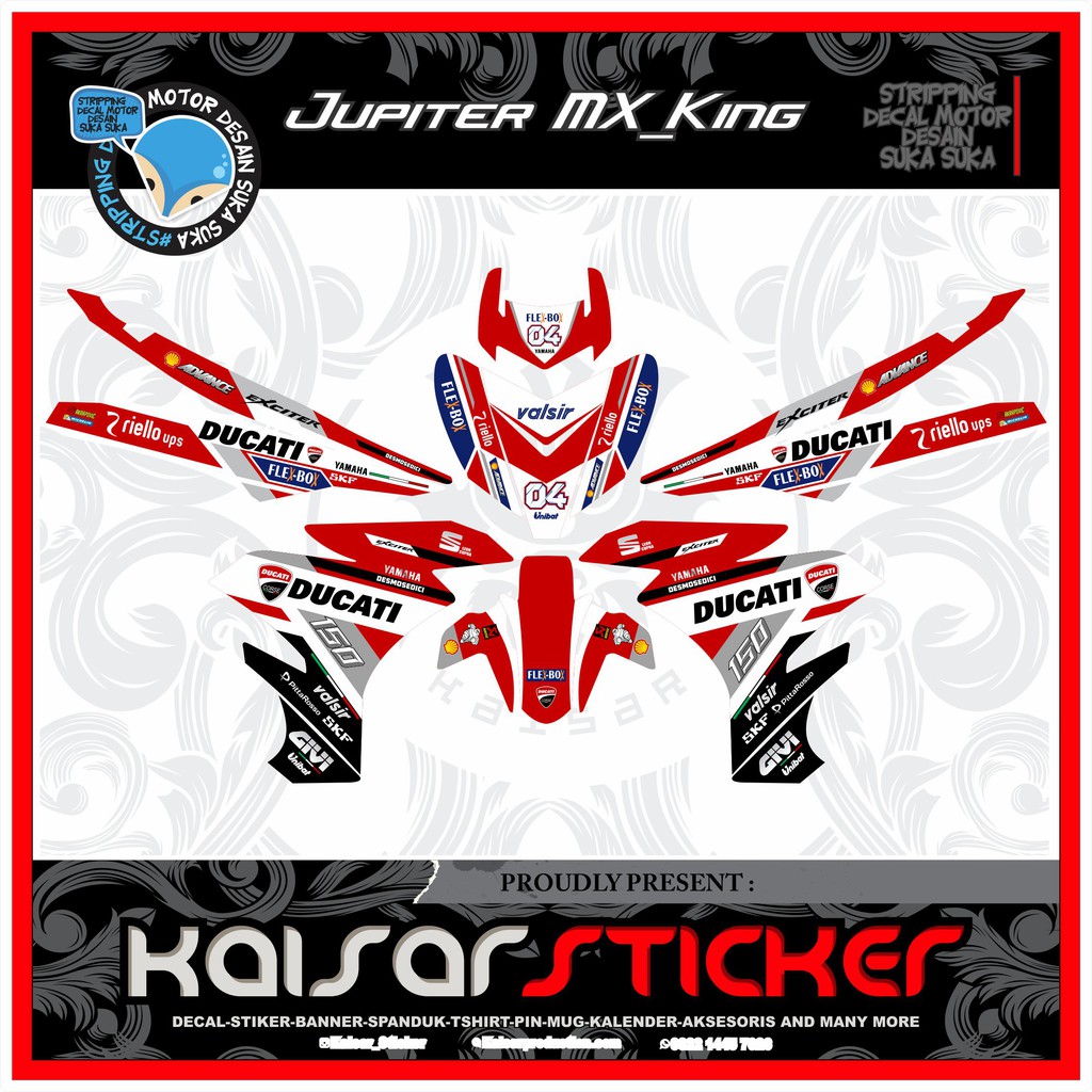 Decal Sticker Motor full body Stiker Yamaha Mx King 150 Design Ducati Merah