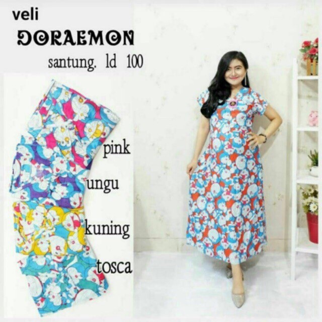 Daster veli doraemon grosir baju tidur bahan adem bumil Daster veli doraemon grosir baju tidur bahan adem bumil