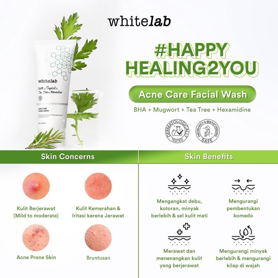 WHITELAB Acne Care Facial Wash | Sabun Muka Wajah Jerawat - 100gr