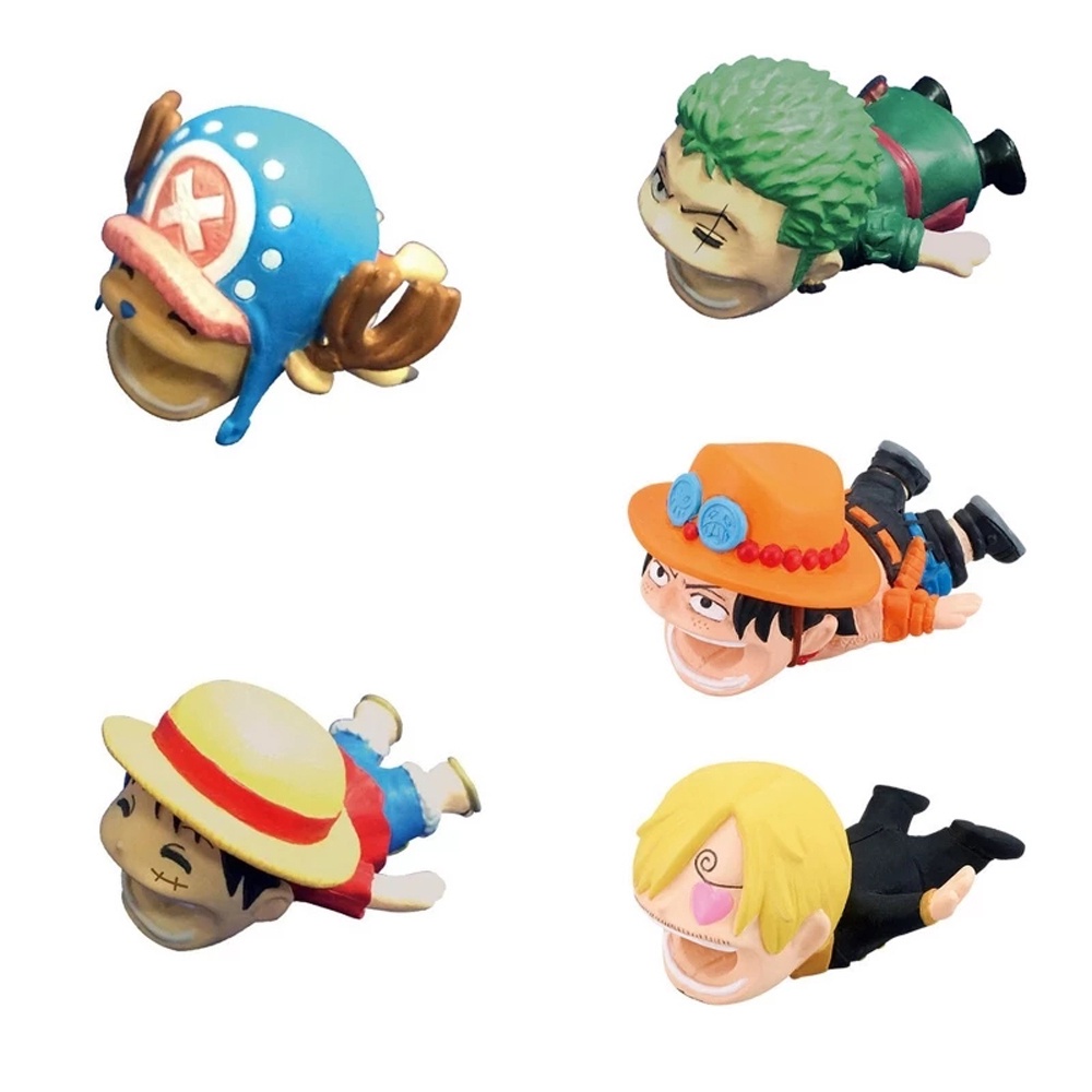 QUINTON Mobile Phone Accessories Cable Bite Protector Winder Chompers Cable Organizer Monkey D Luffy Usb Cable Protector Mobile Phone Cables Cartoon Charger Wire Holder Vinsmoke Sanji for Gift Roronoa Zoro