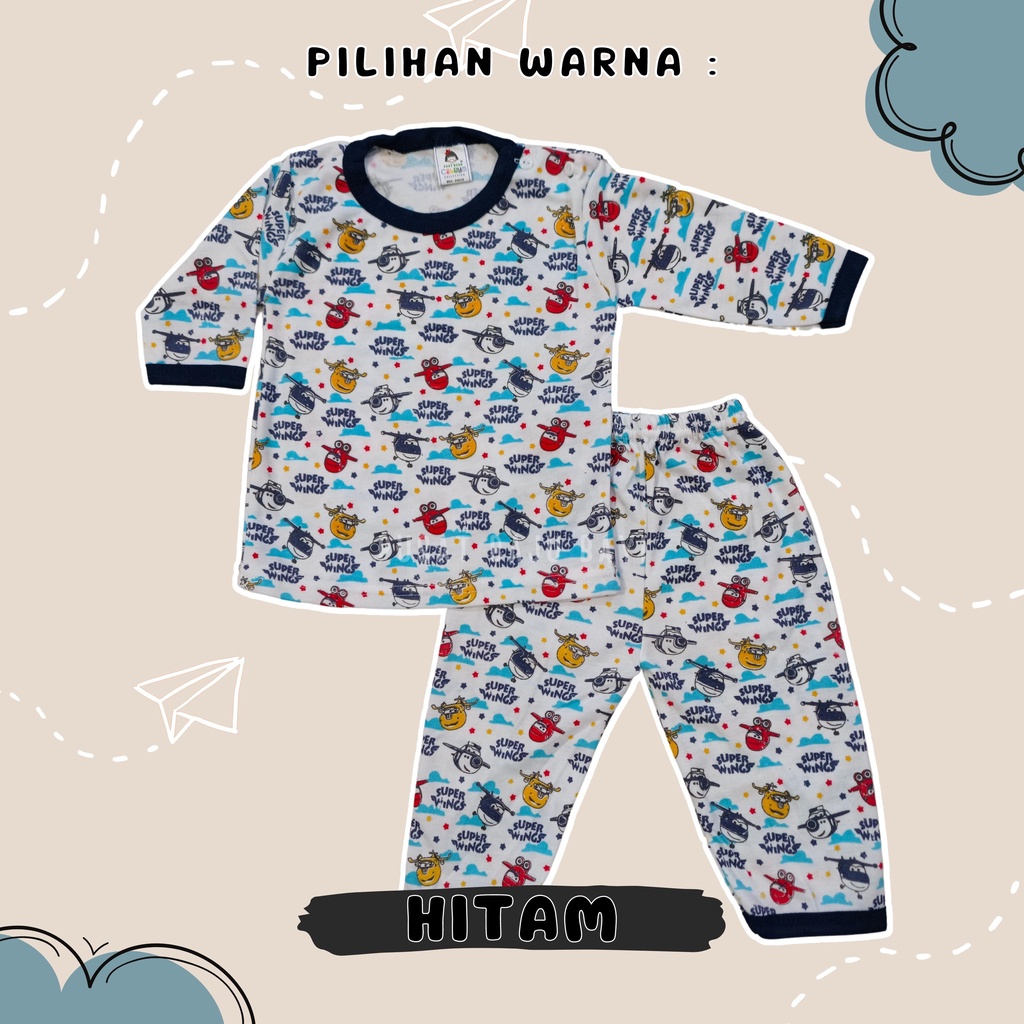 SALE 7.7 Setelan Baju Bayi Panjang 3 - 12 Bulan merk Yeiko - SUPER WINGS