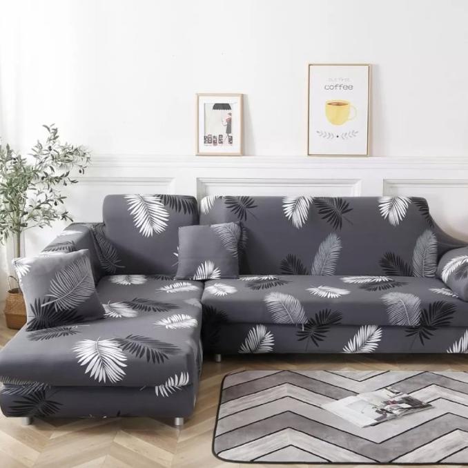 COVER SOFA ELASTIS cycas L SHAPED SUDUT SIKU COVER SOFA SEATER