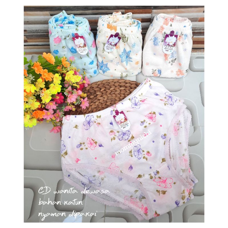 12 Pcs Celana Dalam Wanita Dewasa Motif Bunga Cantik