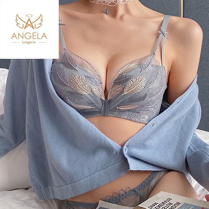 ANGELA PREMIUM JAPAN Bra BH Push Up Set Tanpa Kawat Celana Dalam Wanita Bikini Sport Beha Lingerie Korea Fashion Bralette Remaja Perempuan Sexy Pakaian Dalam COD Renang Motif Cewek Pita Bunga Murah Britney Jumbo