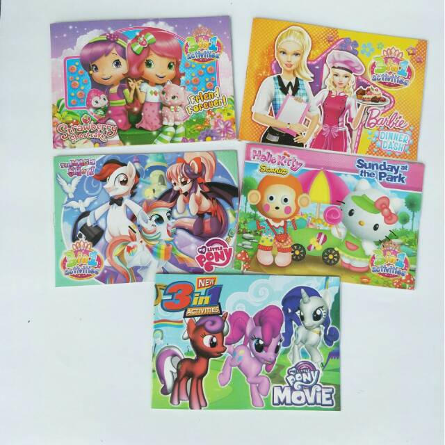 Buku Aktivitas 3in1+ Stiker Puzzle Karakter Anak Cewe Cowo Edukatif Suvenir Murah Bagus