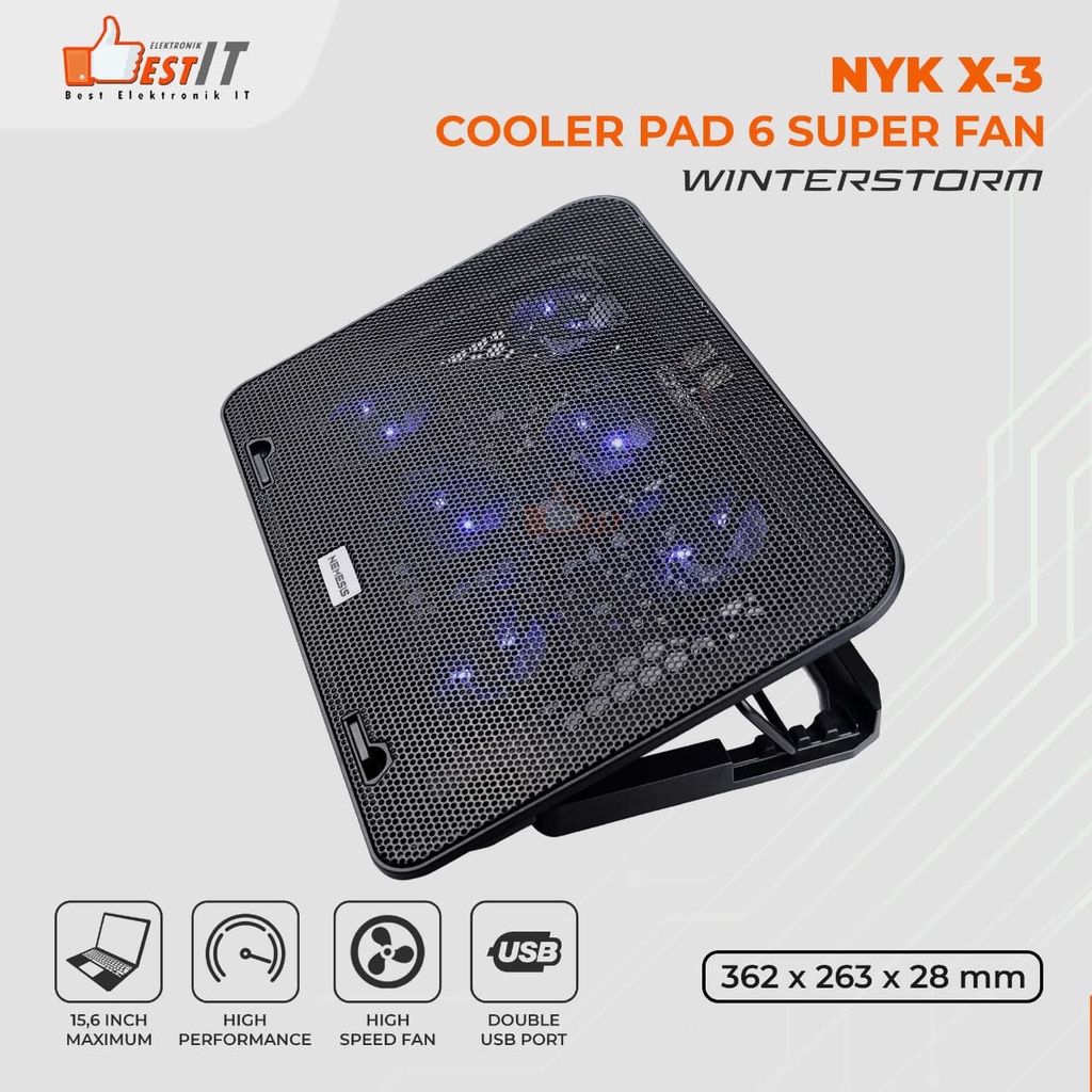 NYK Nemesis Coolingpad Gaming Ergostand Winterstorm X-3 Kipas Pendingin Laptop