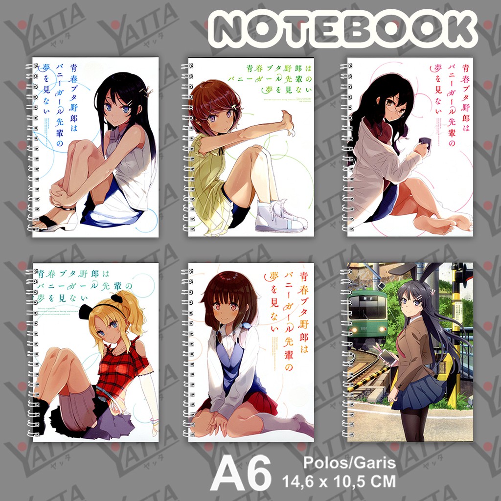 

Notebook Anime Ukuran A6 10,5 cm x 14,8 cm Seishun Buta Yarou