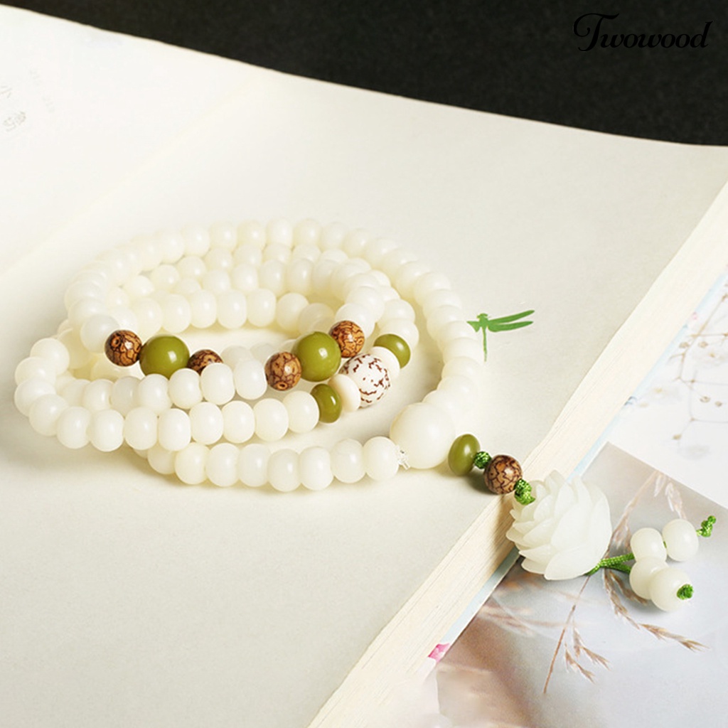 Twowood Men Bracelets Eye-catching Natural Resin Prayer Beads Rope Bracelet for Boy