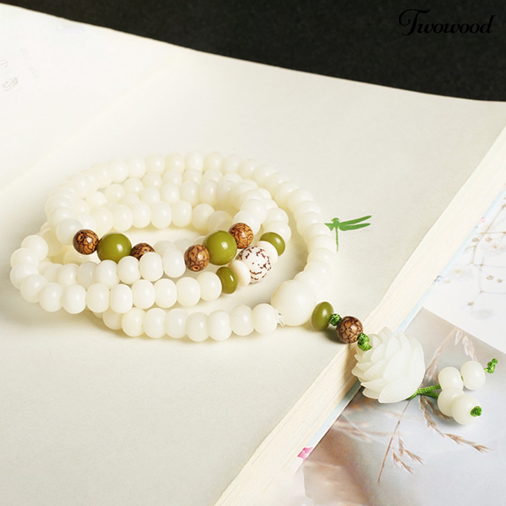 Twowood Men Bracelets Eye-catching Natural Resin Prayer Beads Rope Bracelet for Boy