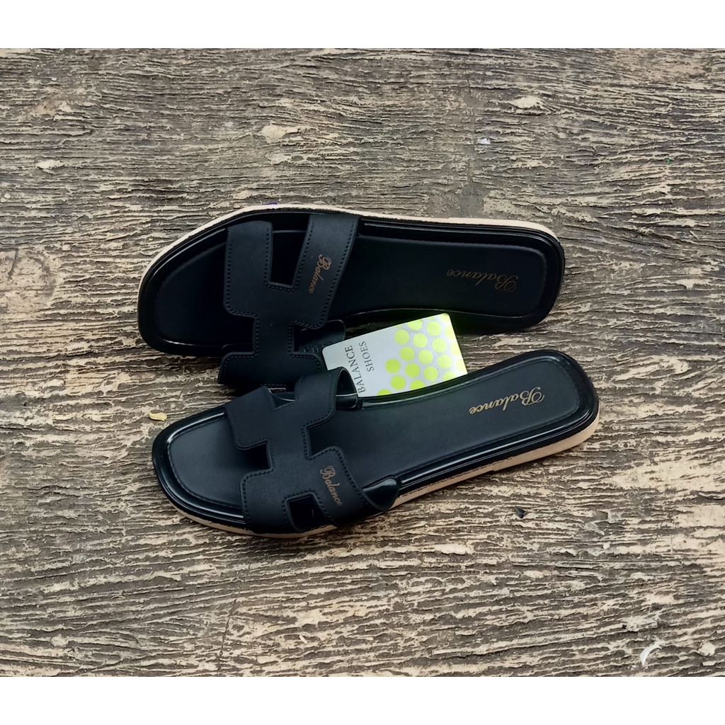 GLAZTON 1838 SANDAL JELLY WANITA SENDAL KARET JELLI WEDGES PEREMPUAN-HITAM BLC