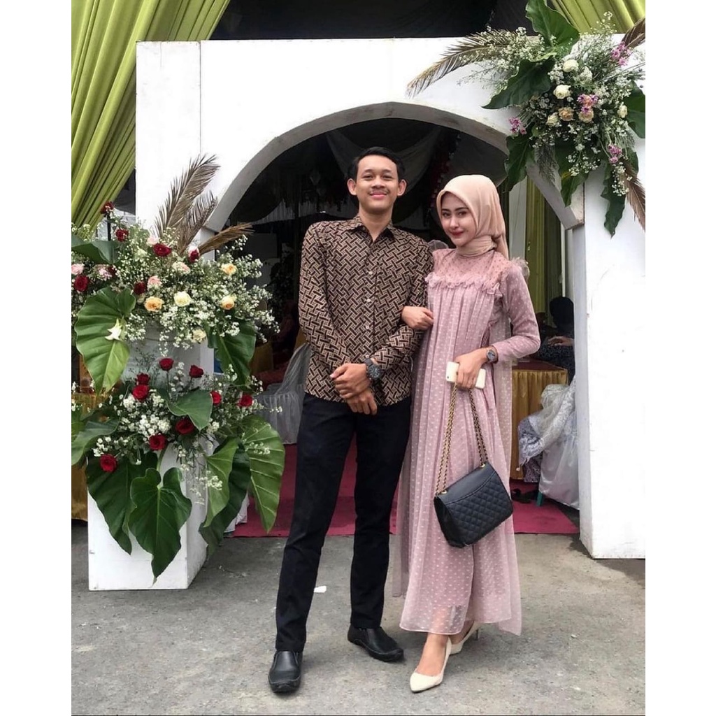 COD | PROMO TERMURAH Marbela Maxy Dress l Gamis Brukat Tile Pesta Kondangan Muslim Fashion Wanita