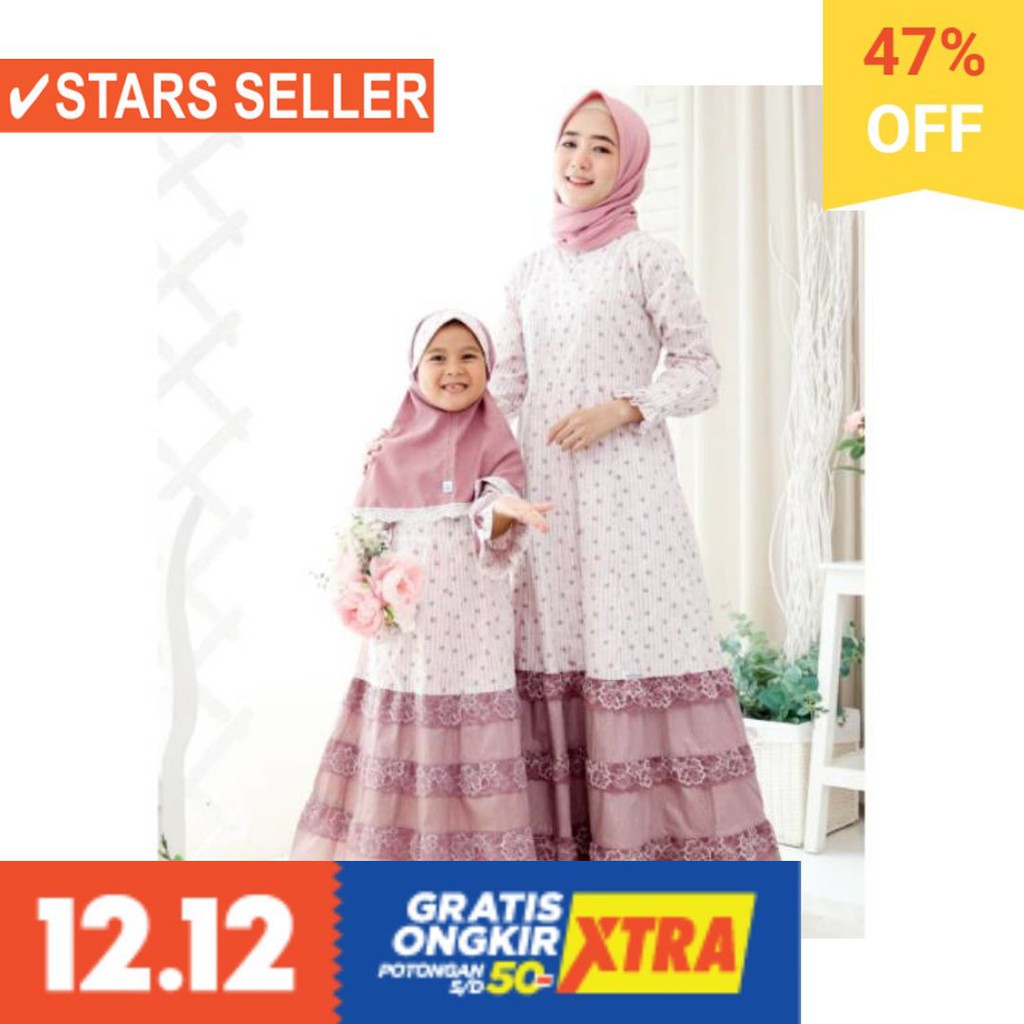 BAJU LEBARAN PAKAIAN MUSLIMAH SYARI BERGO BALOTELI / Gamis couple Alilac  ASTER 17