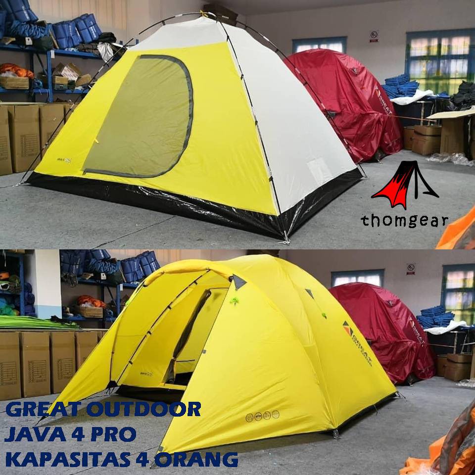 Tenda Camping Dome 4 Orang Double Layer Great Outdoor Java 4 Pro Kuning Thomgear