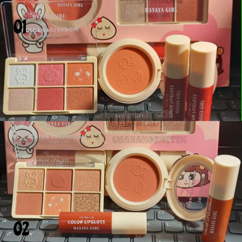 PROMO PAKET MAKE UP COLOR | BRILLIANT 3IN1 [ EYESHADOW +HIGHLIGHTER +BLUSH ON] NO.HJ-3722 | 83238-03