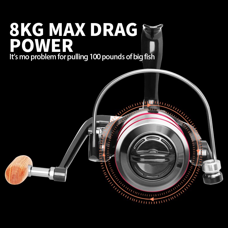 12bb 8kg Drag Power Fishing Reel / Penggulung Senar Pancing Metal Kecepatan Tinggi