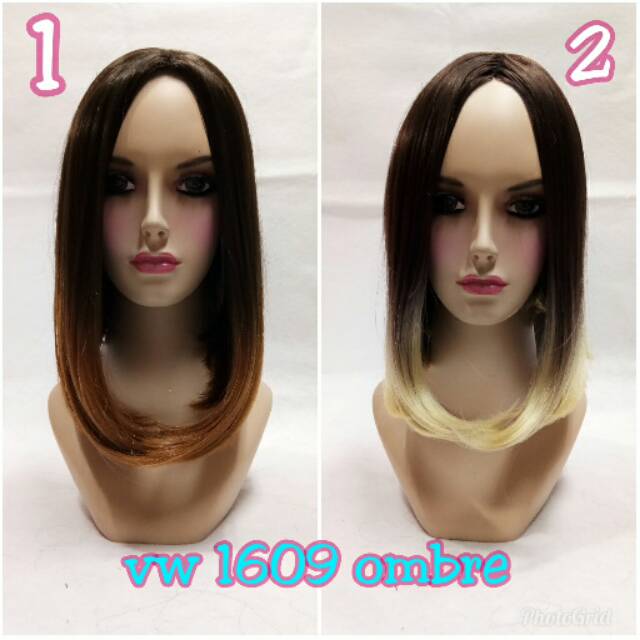 Wig wanita pendek sebahu ombre import