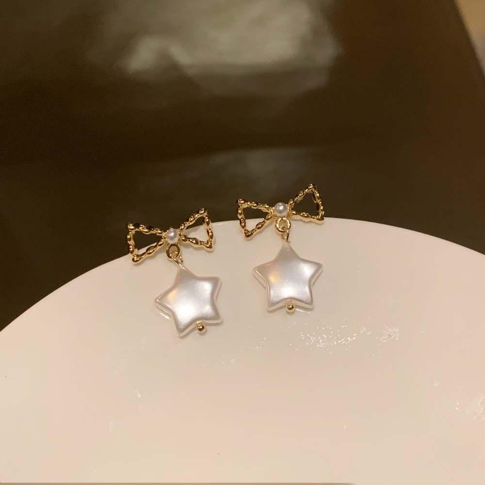 Mxbeauty Anting Tusuk Mutiara Geometris Manis Wanita Kartun Alloy Gadis Gaya Korea Earrings