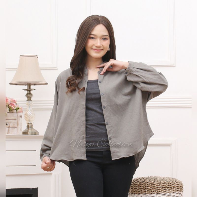 Tamara Batwing Shirt / Kemeja Outer Crinkle Linen