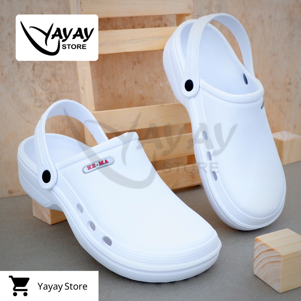 Sandal Sepatu Kodok Putih SANDAL MEDIS/DOKTER Sandal KODOK Putih Sendal PERAWAT Putih size 36 s/d 44