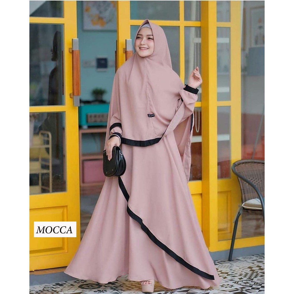 Satu set Gamis + Hijab Marinka Syari / gamis wanita plus khimar [ Promo Flash Sale ]