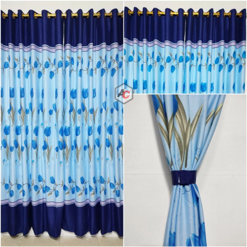 gorden homemade berkualitas smokering 12 motif bunga tulip hijau, maroon, coklat, biru