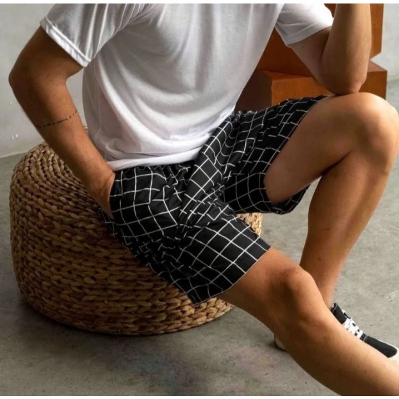 CELANA BOXER TARTAN UNISEX/BOXER MOTIF KOTAK-KOTAK