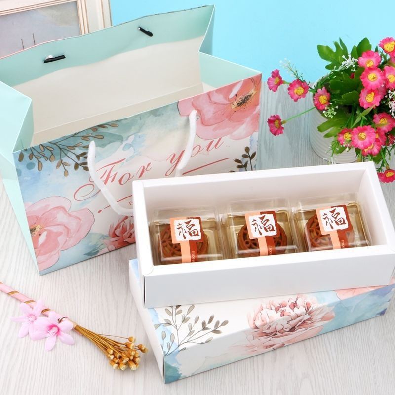 box mooncake + paper bag set cantik mewah box serbaguna MCB01