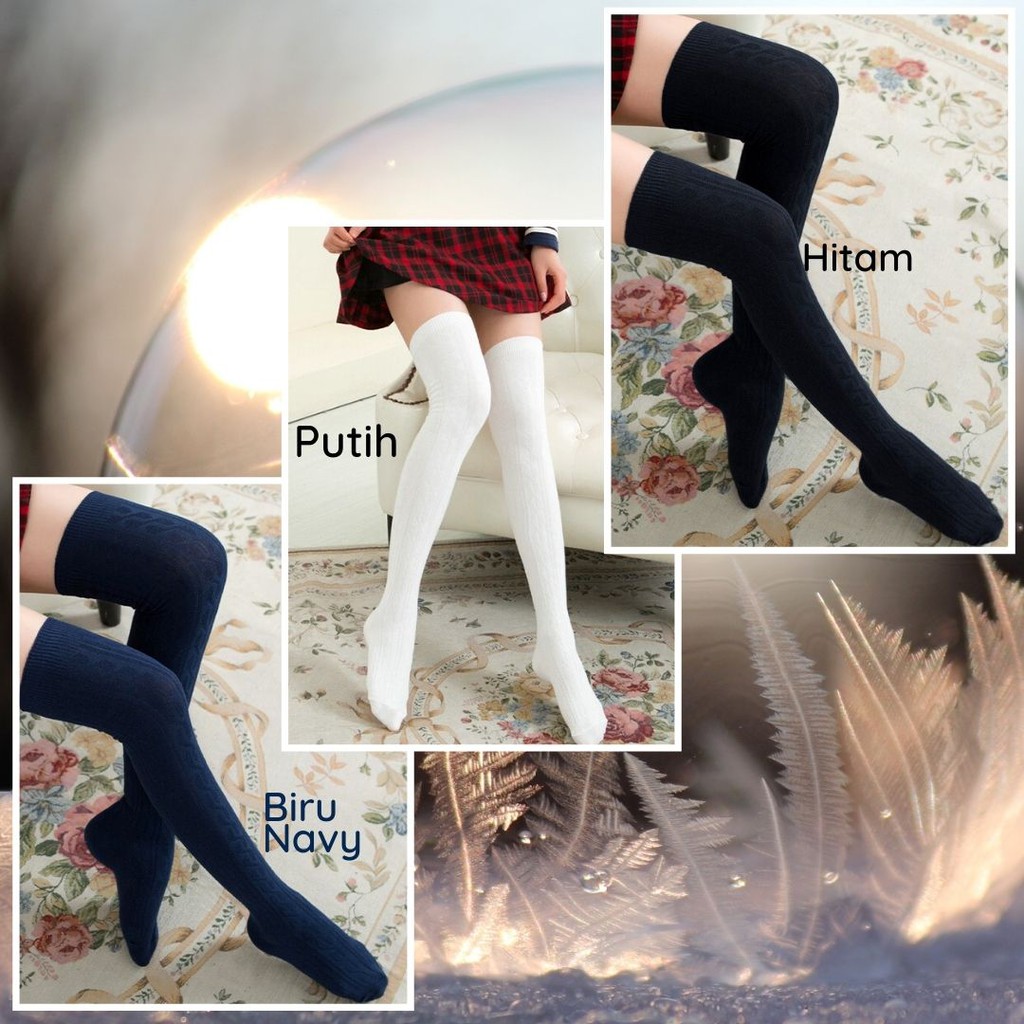 Kaos Kaki Bulu Domba Tinggi Panjang Diatas Lutut Selutut Import Hangat-1