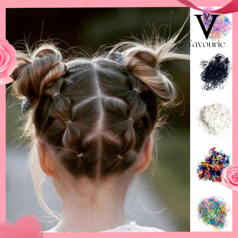 [COD]100 pcs tali rambut anak-anak sekali pakai karet gelang menarik cincin rambut kecil terus-menerus-FA