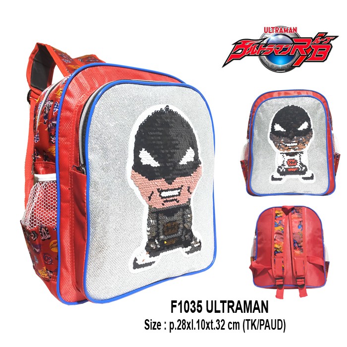 Tas Ransel Sequin / Usap Anak Laki-laki Sekolah TK / PAUD Karakter ULTRAMAN