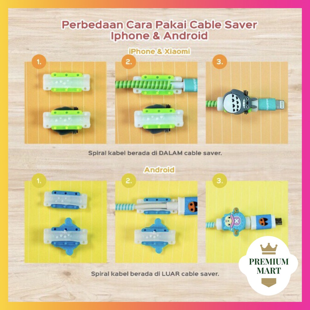 Paket Cable Protector/Pelindung Kabel Spiral iPhone&amp;Android (RANDOM)