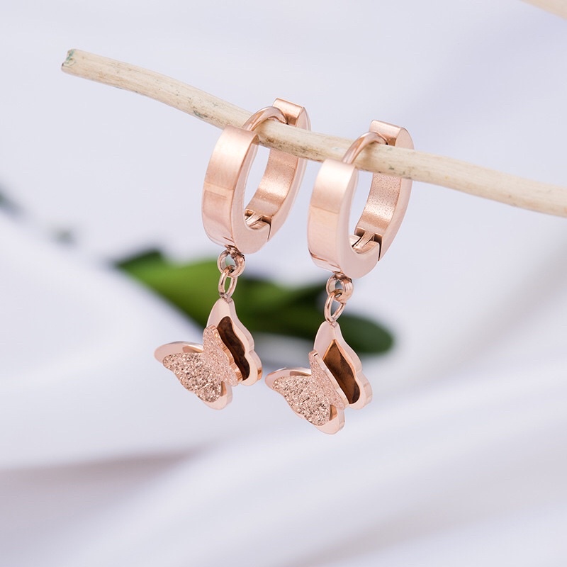 Anting Titanium Hoop Kupu Kupu