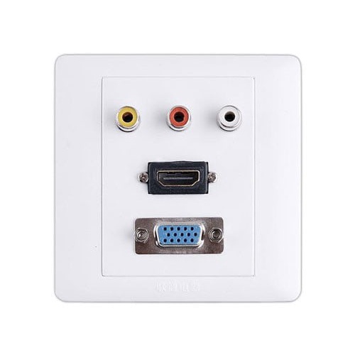 Faceplate HDTV RCA dan VGA AV / Stop Kontak Hd-mi VGA dan 3 RCA 3in1
