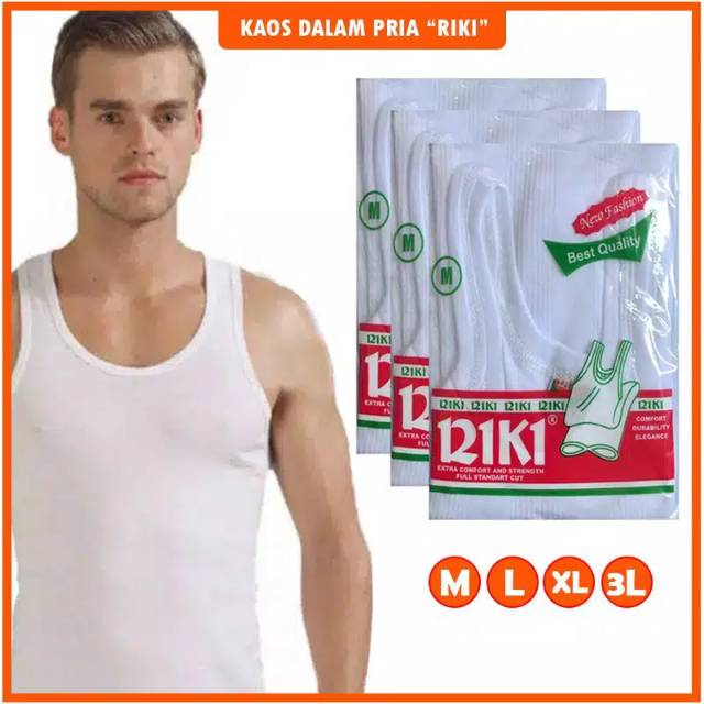 Termurah  Kaos Singlet PUTIH dan HITAM RIKI M - 3L