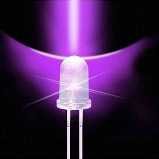 LED Purple 5mm Diode Super Bright Round Through Clear Transparant