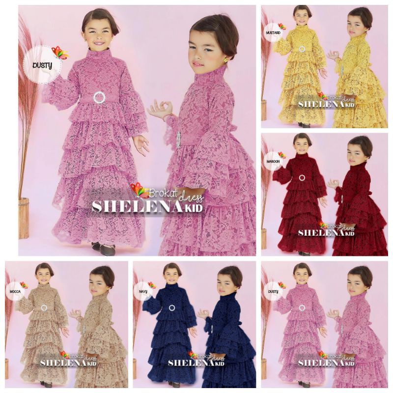 KID SHELENA DRESS ANAK TANGGUNG JC dress brukat layer kid tutu dress anak remaja dress brukat pesta