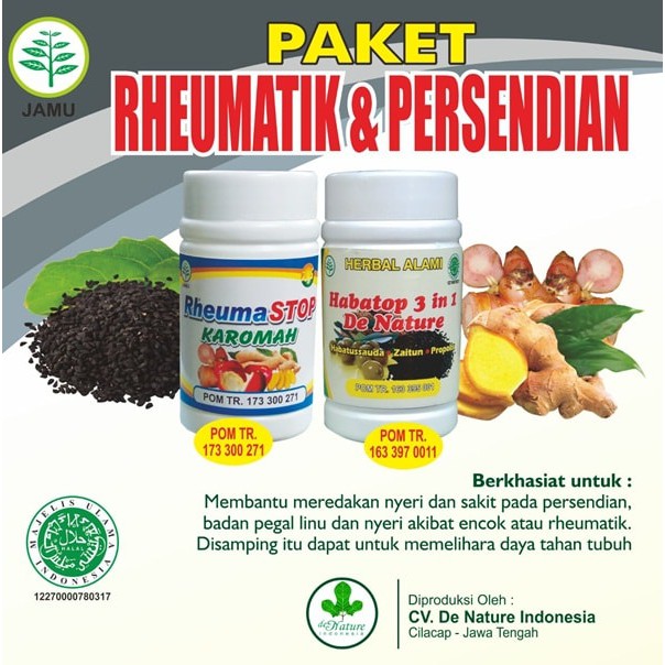 de Nature Rheumastop dan Habatop Original Obat Rematik, masalah Persendian