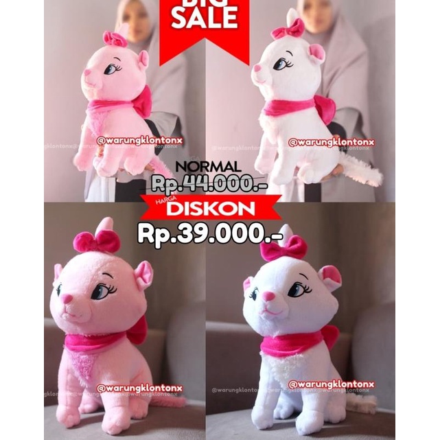 ☼ Boneka Kucing Marie Cat Disney Medium 35cm by Seulgi - Merah Muda ▼