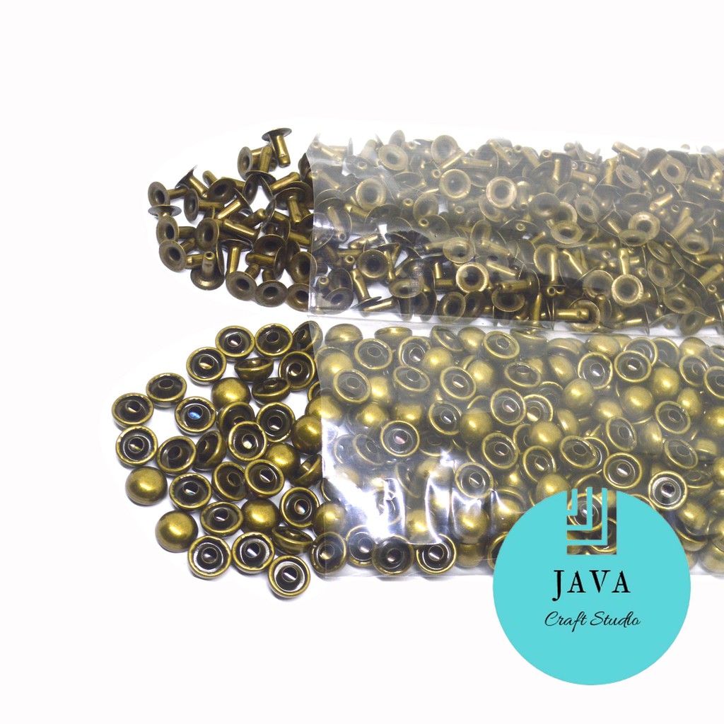 PAKU KELING CENTANG JAMUR 9 MM PER 100 SET WARNA ANTIKGOLD V 9 JMR ATG