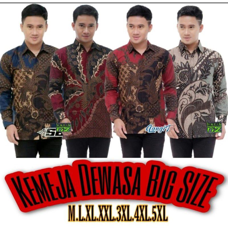 KEMEJA BATIK PRIA LENGAN PANJANG BIG SIZE JUMBO M.L.XL.XXL.3XL.4XL.5XL.6XL.7XL.8XL.10XL