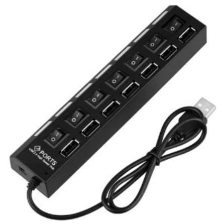 Usb Hub 7 Port Dengan On/Off Saklar hitam dan putih