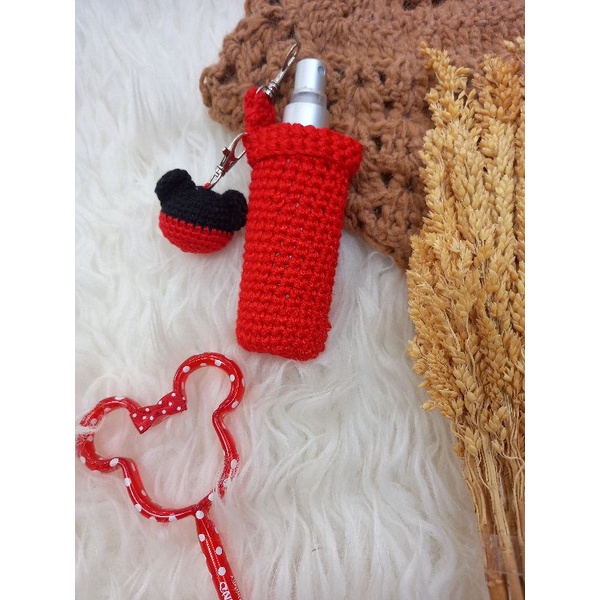 Hand sanitizer holder spray mickey/hand sanitizer holder rajut/gantungan hand sanitizer disney
