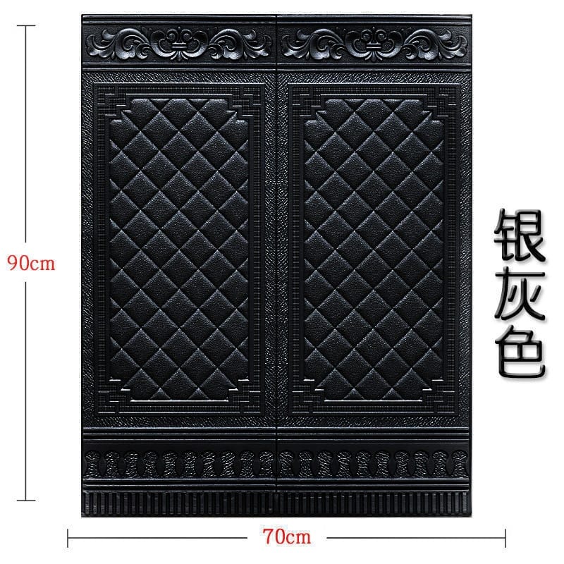 READY SEMUA WARNA [TEBAL] Wallpaper 3D Foam Tembok Dinding Motif Pintu Jendela/Stiker Foam 3D Dinding Dekorasi Ruangan-Dinding~Batik Hitam