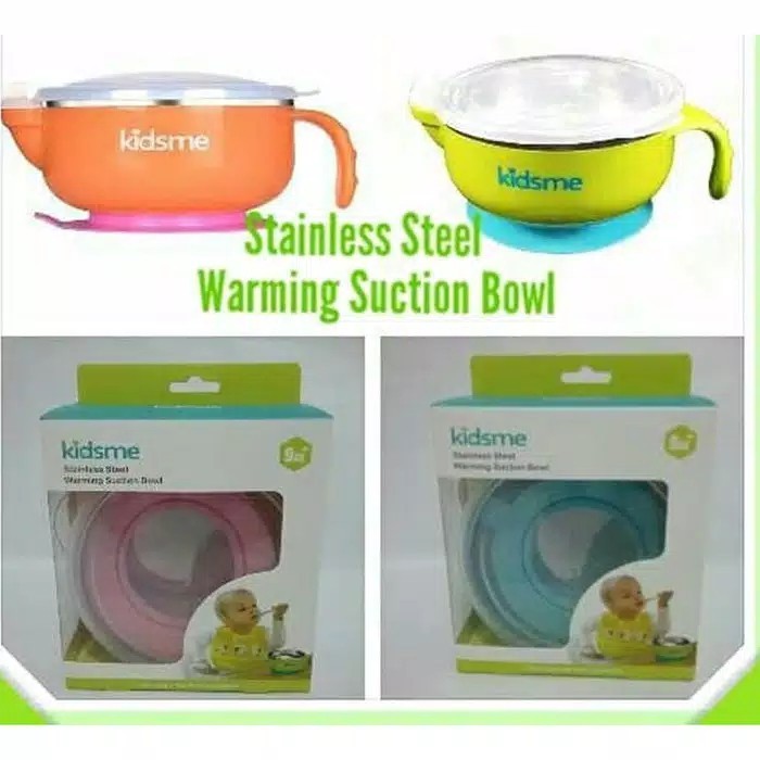 Kidsme 160496 Stainless Steel Warming Suction Bowl