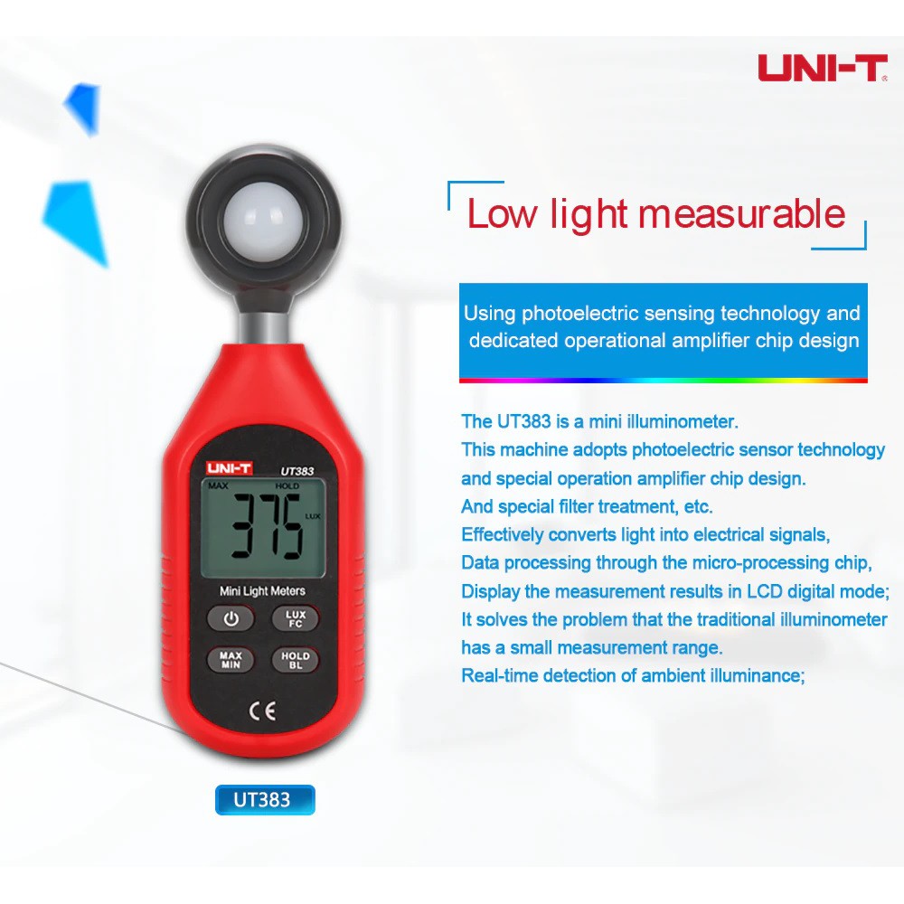 UNI-T UT383 - Luminometer Light Meter - Pengukur Cahaya Mini Lux Meter