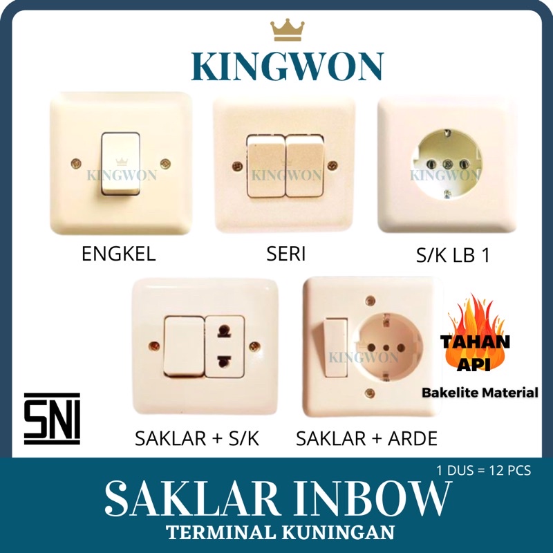 SAKLAR LAMPU INBOW SWITCH LAMP SERI ENGKEL STOP KONTAK