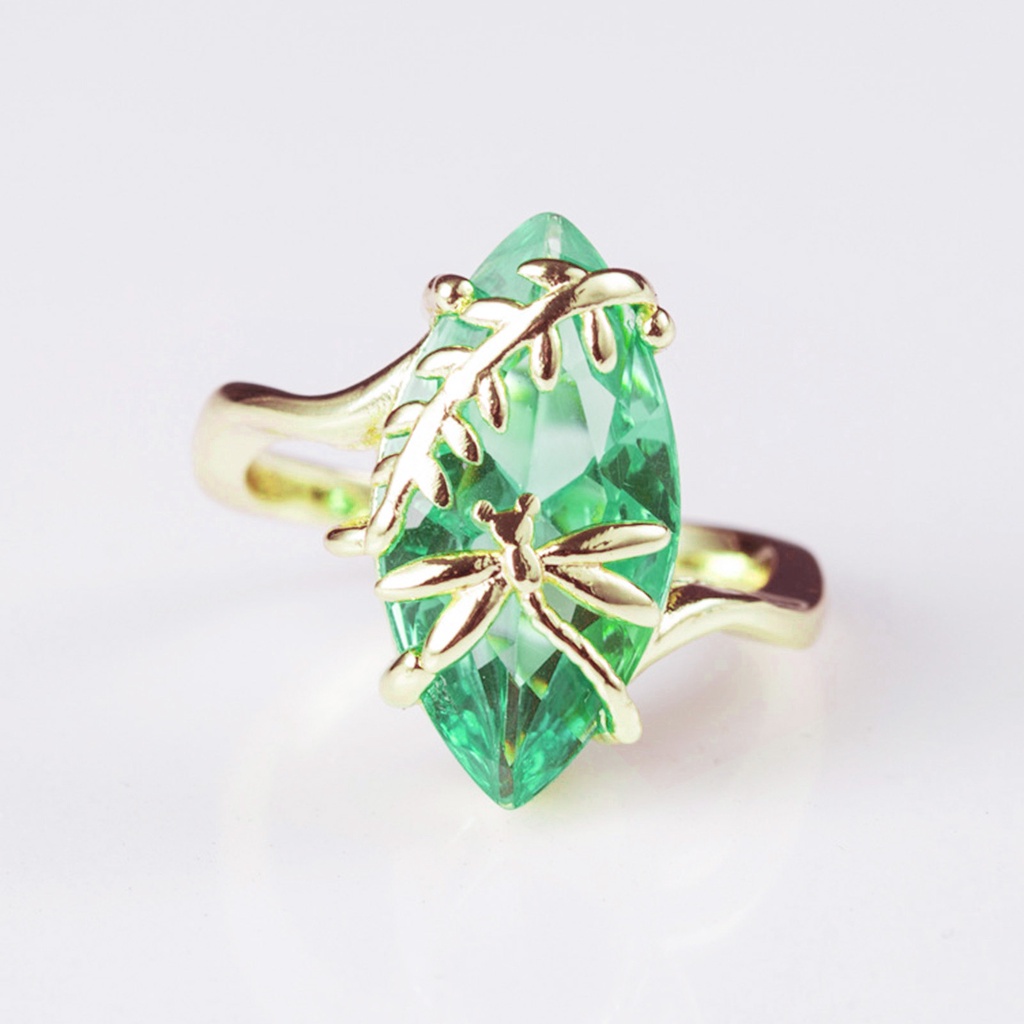 Hu Hu Hu Hu Hu Alat Bantu Pasang Kacamata♡ Cincin Wanita Desain Capung Hias Batu Permata Emeraldberlian Imitasi Transparan Untuk Pernikahan